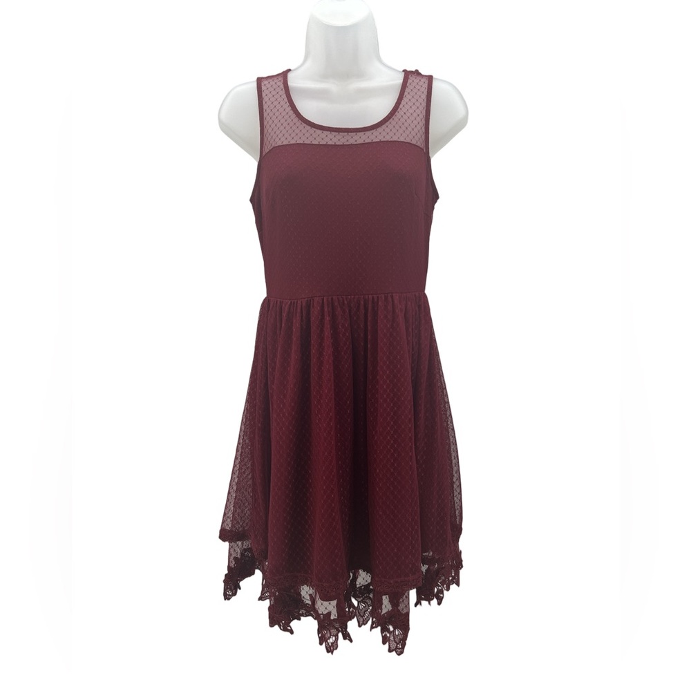 Altar'd State Maroon Lace Trim Dress